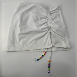 White fox boutique white mini beaded skirt size medium
